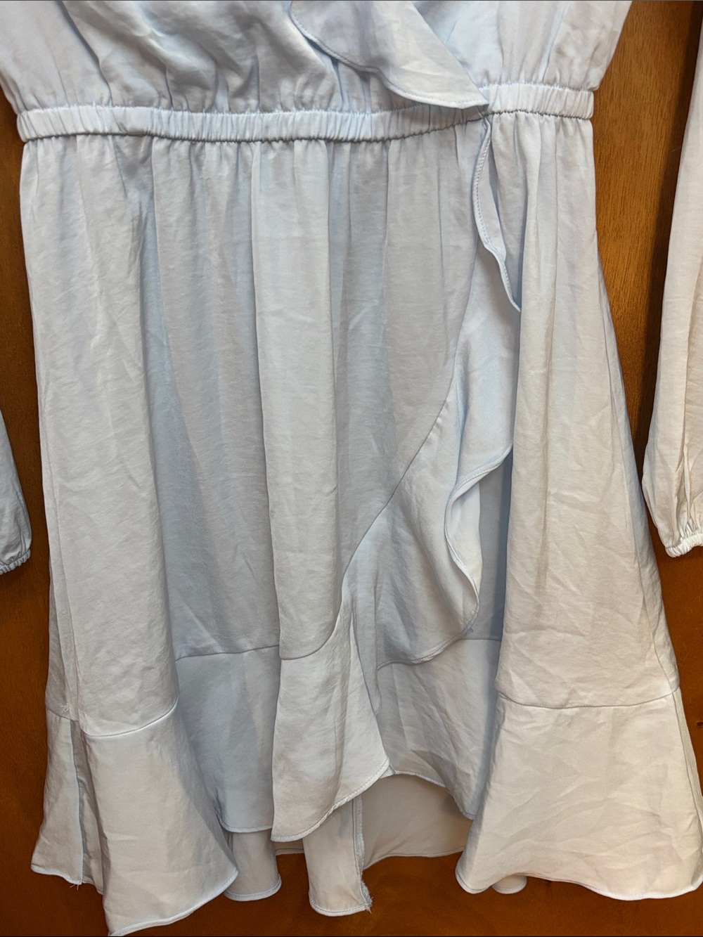 Express Pale Blue Ruffle Wrap Dress - Picture 4 of 7
